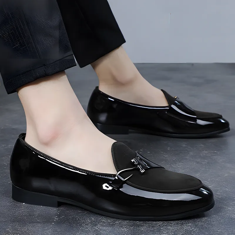 Men's Loafers Dual-Material Patent Leather
