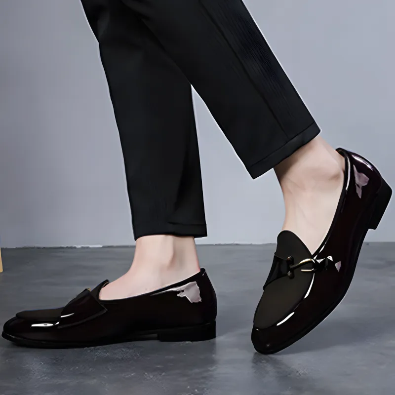 Men's Loafers Dual-Material Patent Leather