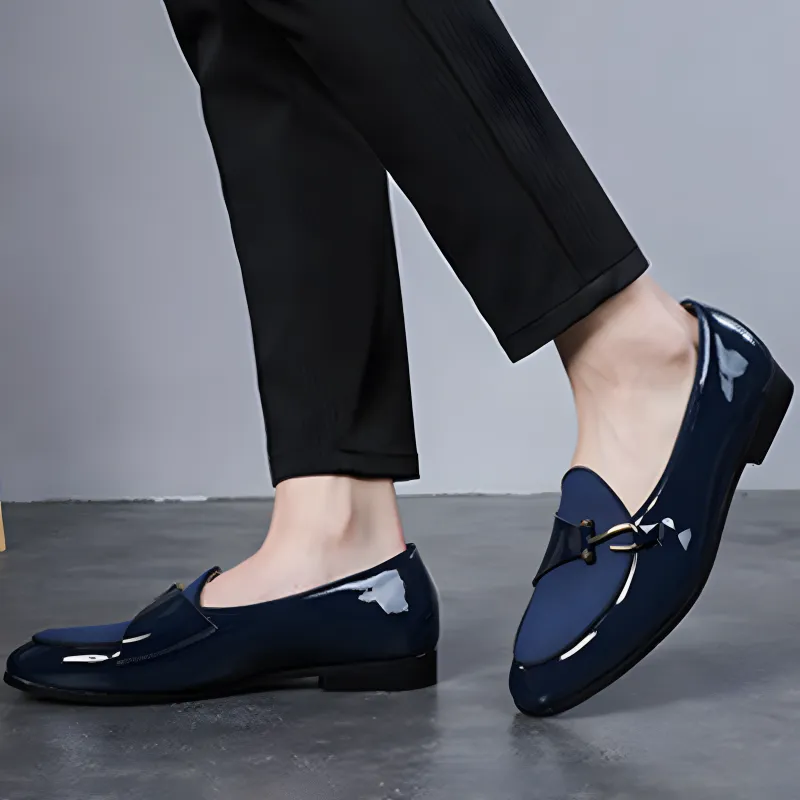 Men's Loafers Dual-Material Patent Leather