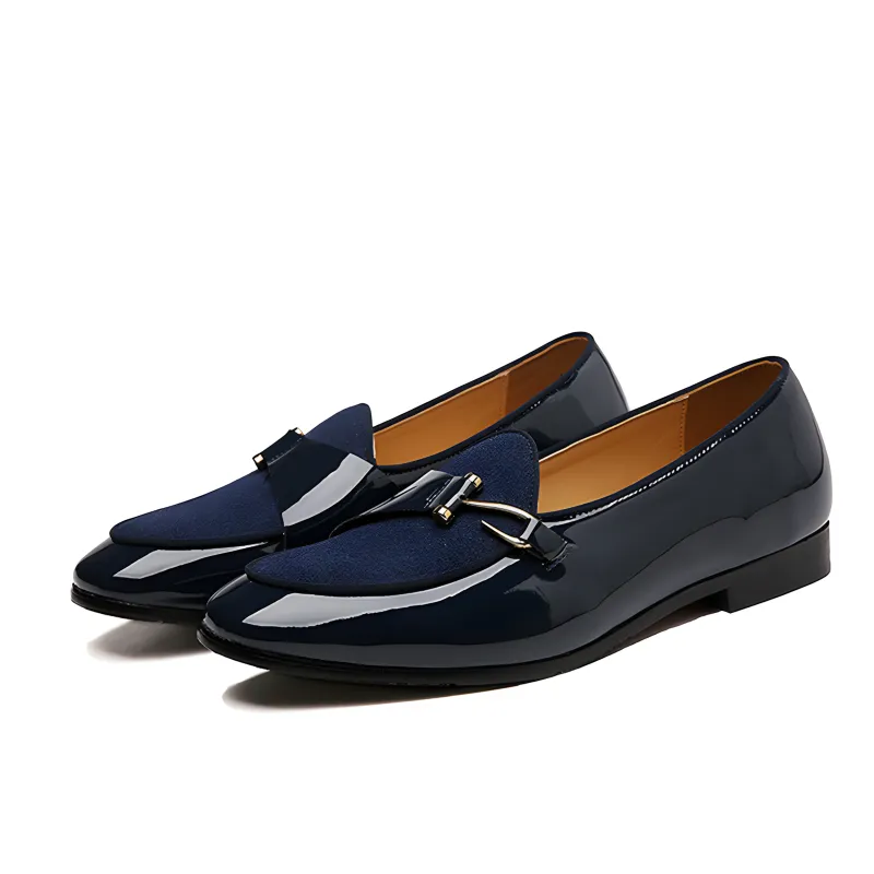 Men's Loafers Dual-Material Patent Leather