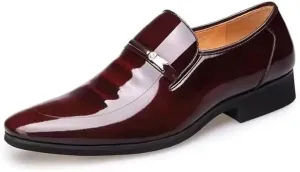 Mens Oxfords Formal Classic Shoes Anti-Slip Breathable Business Wedding Office Dress Shoes (Burgundy Red)
