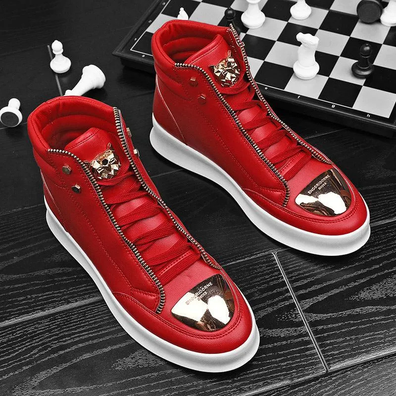 Men's Stylish Metal Accent Leather Casual Boots for a Trendy Look