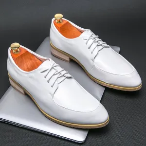 Men's Wedding Leather Shoes Formal Shoes White Lace Up Dress Shoes Oxfords Fashion Retro Elegant Office Leisure Work Footwear