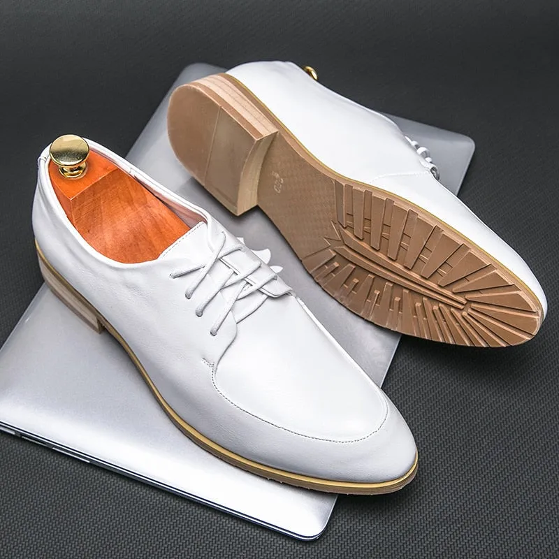 Men's Wedding Leather Shoes Formal Shoes White Lace Up Dress Shoes Oxfords Fashion Retro Elegant Office Leisure Work Footwear