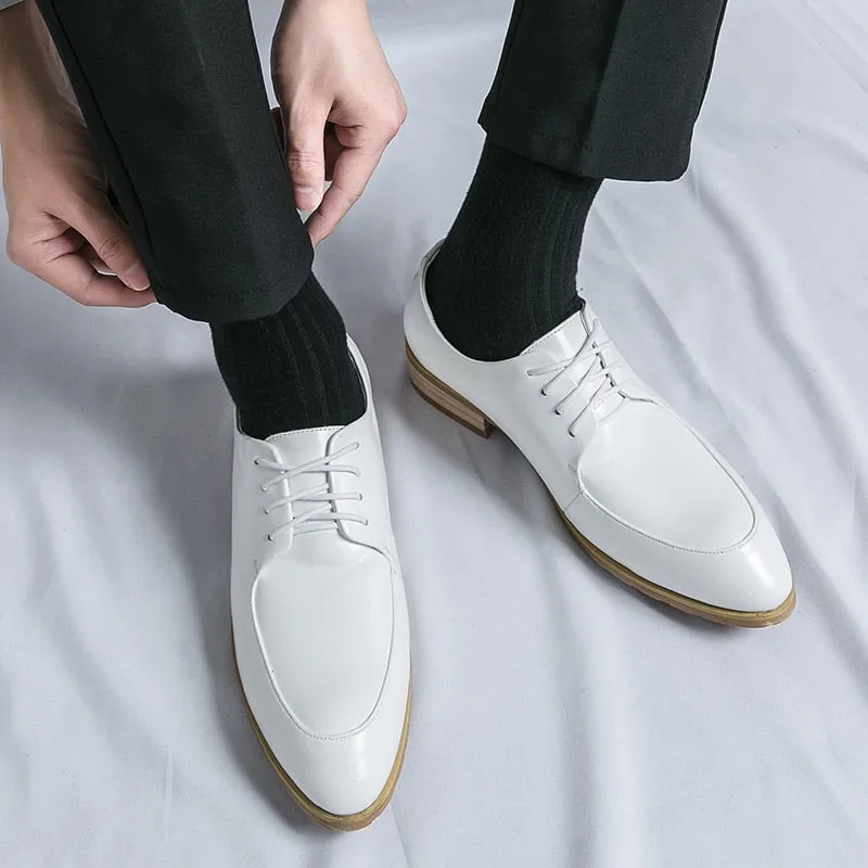 Men's Wedding Leather Shoes Formal Shoes White Lace Up Dress Shoes Oxfords Fashion Retro Elegant Office Leisure Work Footwear