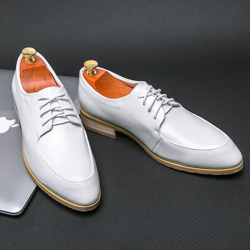Men's Wedding Leather Shoes Formal Shoes White Lace Up Dress Shoes Oxfords Fashion Retro Elegant Office Leisure Work Footwear