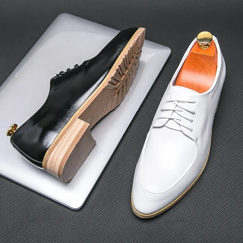 Men's Wedding Leather Shoes Formal Shoes White Lace Up Dress Shoes Oxfords Fashion Retro Elegant Office Leisure Work Footwear