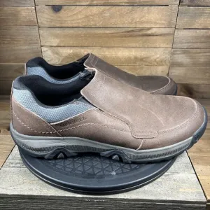 Merrell Mens Size 12 Wide Anvik Moc Slip-On Brown Solid Leather Casua Shoes