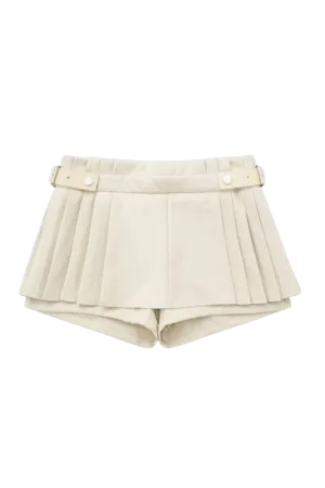Mini Skort with Pleats - Cream