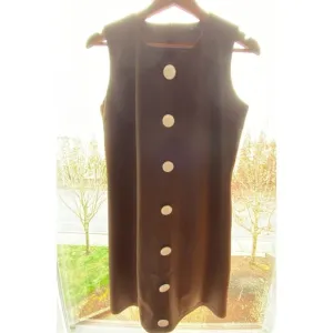 Moon River Women's Dress L Brown Smocked Button Accent Back Zip Sleeveless