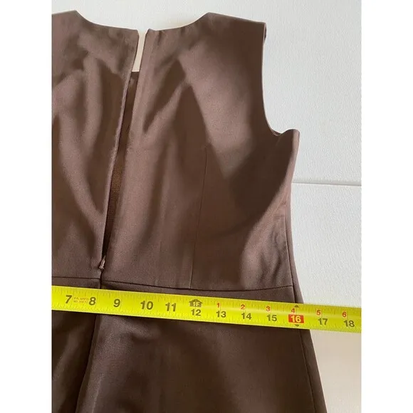 Moon River Women's Dress L Brown Smocked Button Accent Back Zip Sleeveless