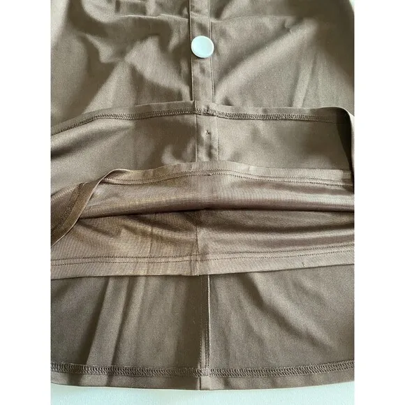 Moon River Women's Dress L Brown Smocked Button Accent Back Zip Sleeveless