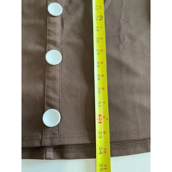 Moon River Women's Dress L Brown Smocked Button Accent Back Zip Sleeveless