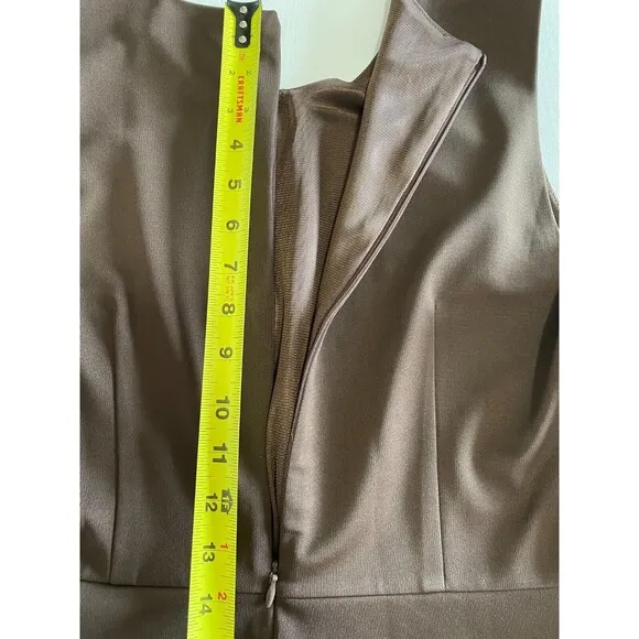 Moon River Women's Dress L Brown Smocked Button Accent Back Zip Sleeveless
