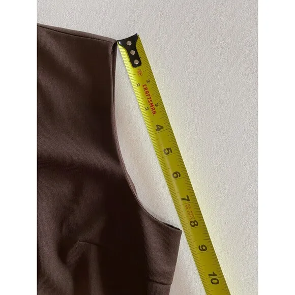 Moon River Women's Dress L Brown Smocked Button Accent Back Zip Sleeveless