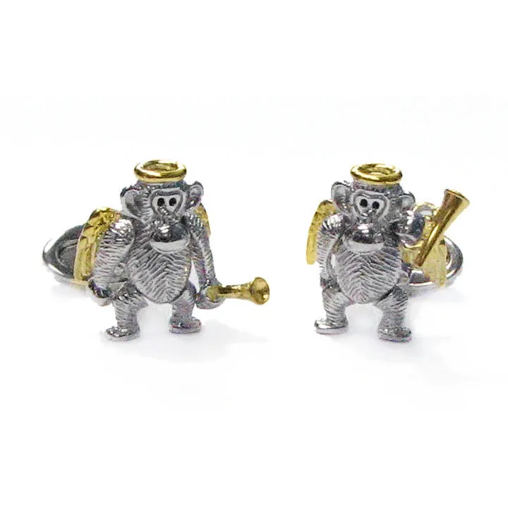 Moving Monkey Enamel Devil Sterling Silver Cufflinks I Jan Leslie