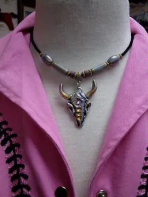 Necklace Steer Head With Beads