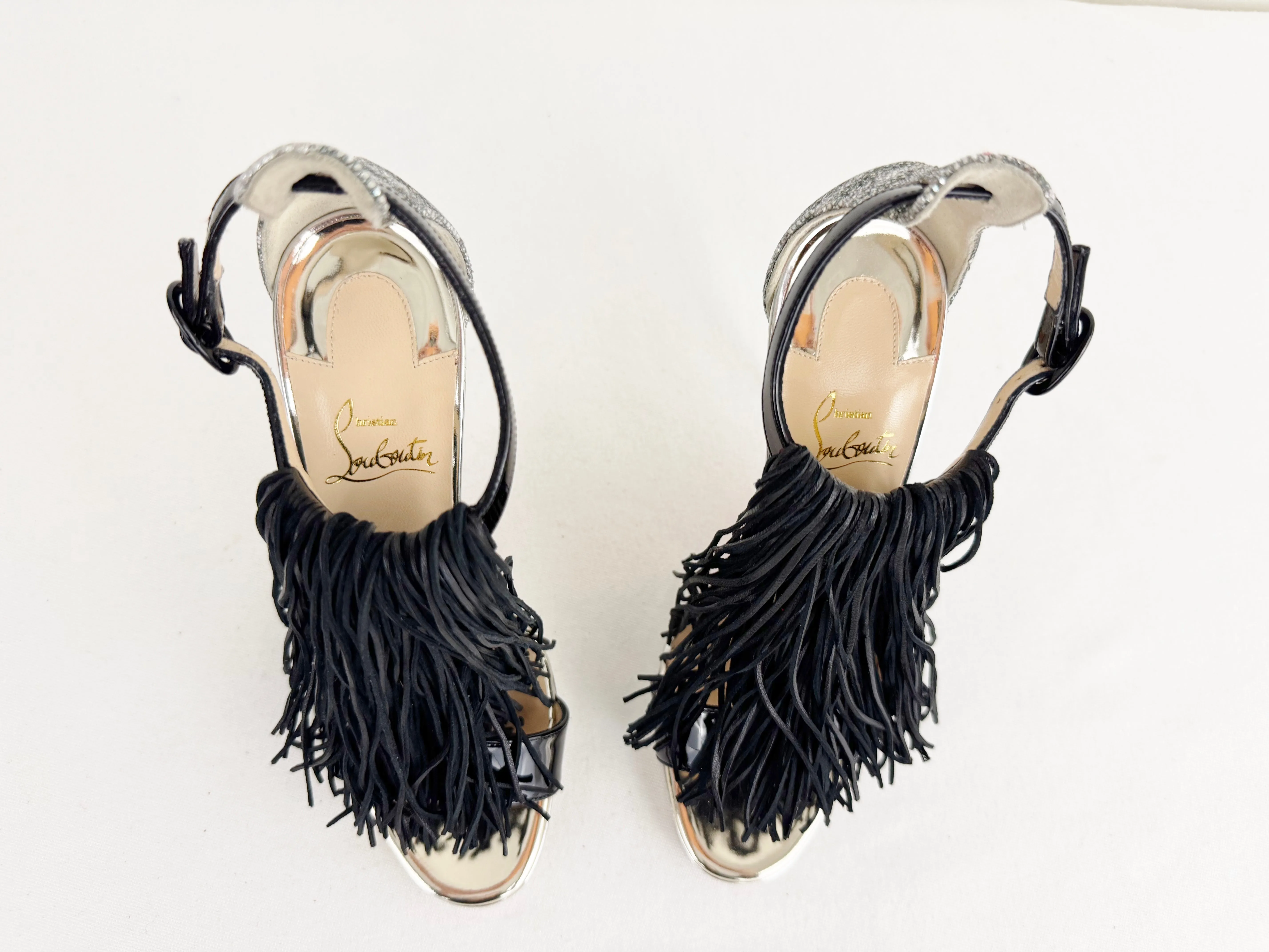 NEW Christian Louboutin Fringe Accent Heels Size 6.5