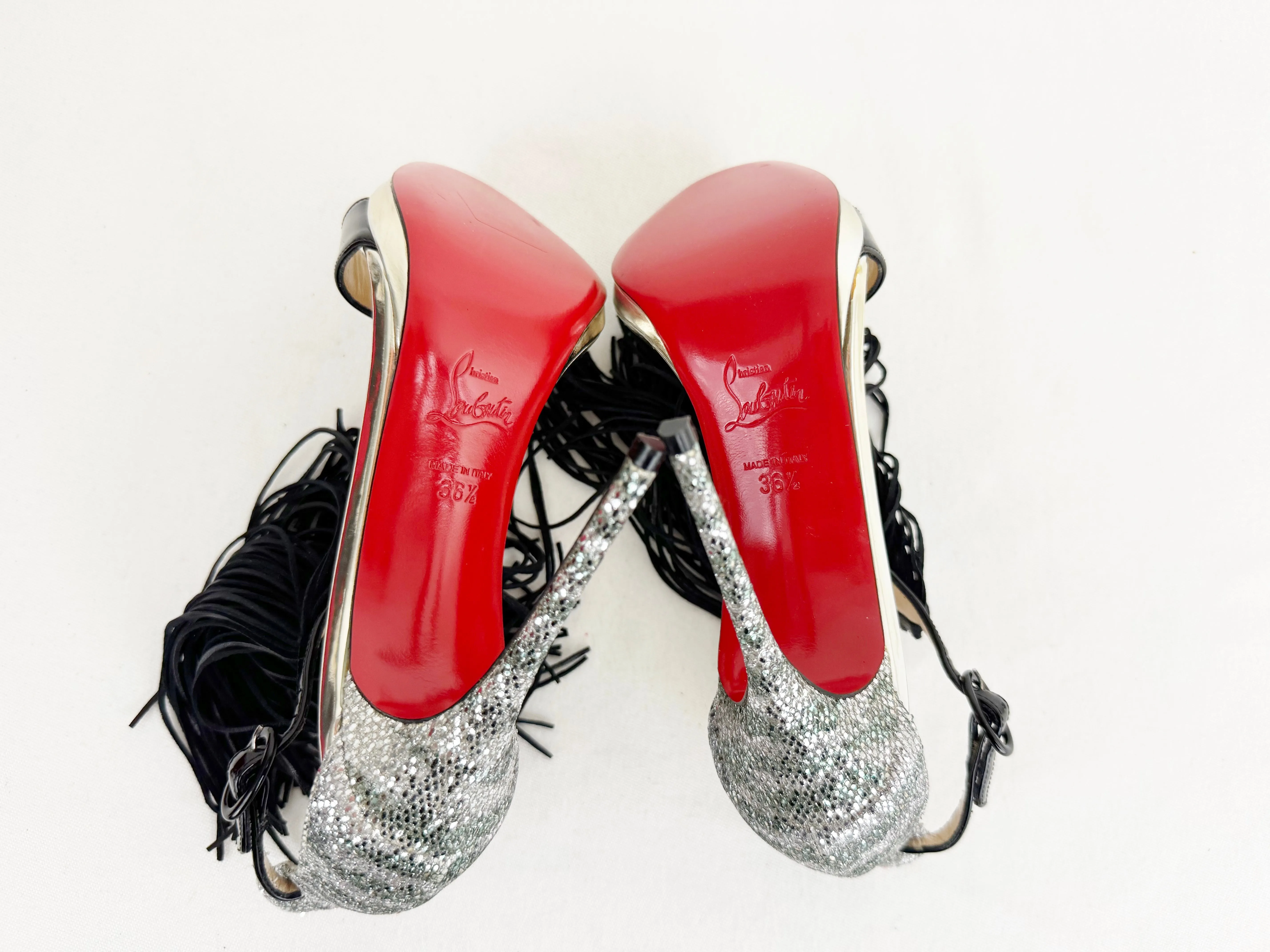 NEW Christian Louboutin Fringe Accent Heels Size 6.5