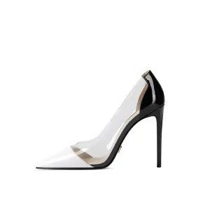 New fashion transparent women's  patent leather stiletto pointed professional high heels
