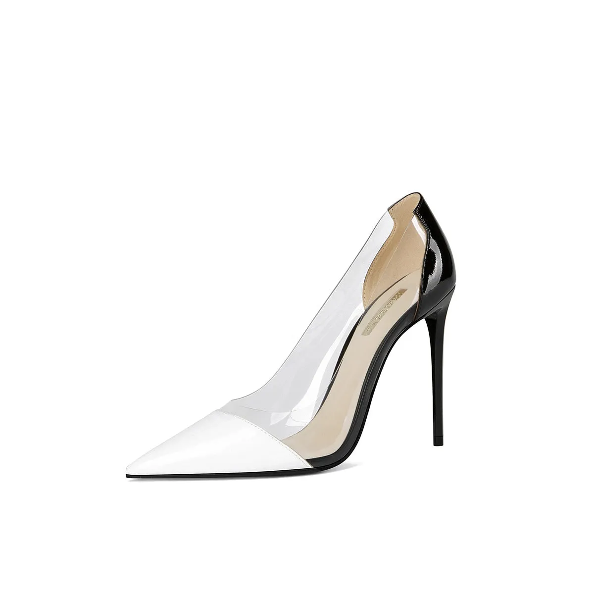 New fashion transparent women's  patent leather stiletto pointed professional high heels