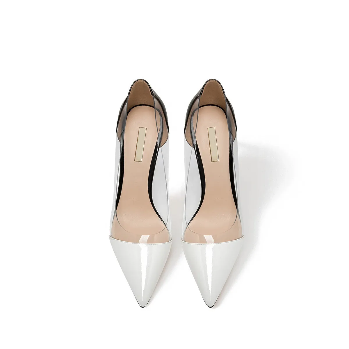New fashion transparent women's  patent leather stiletto pointed professional high heels