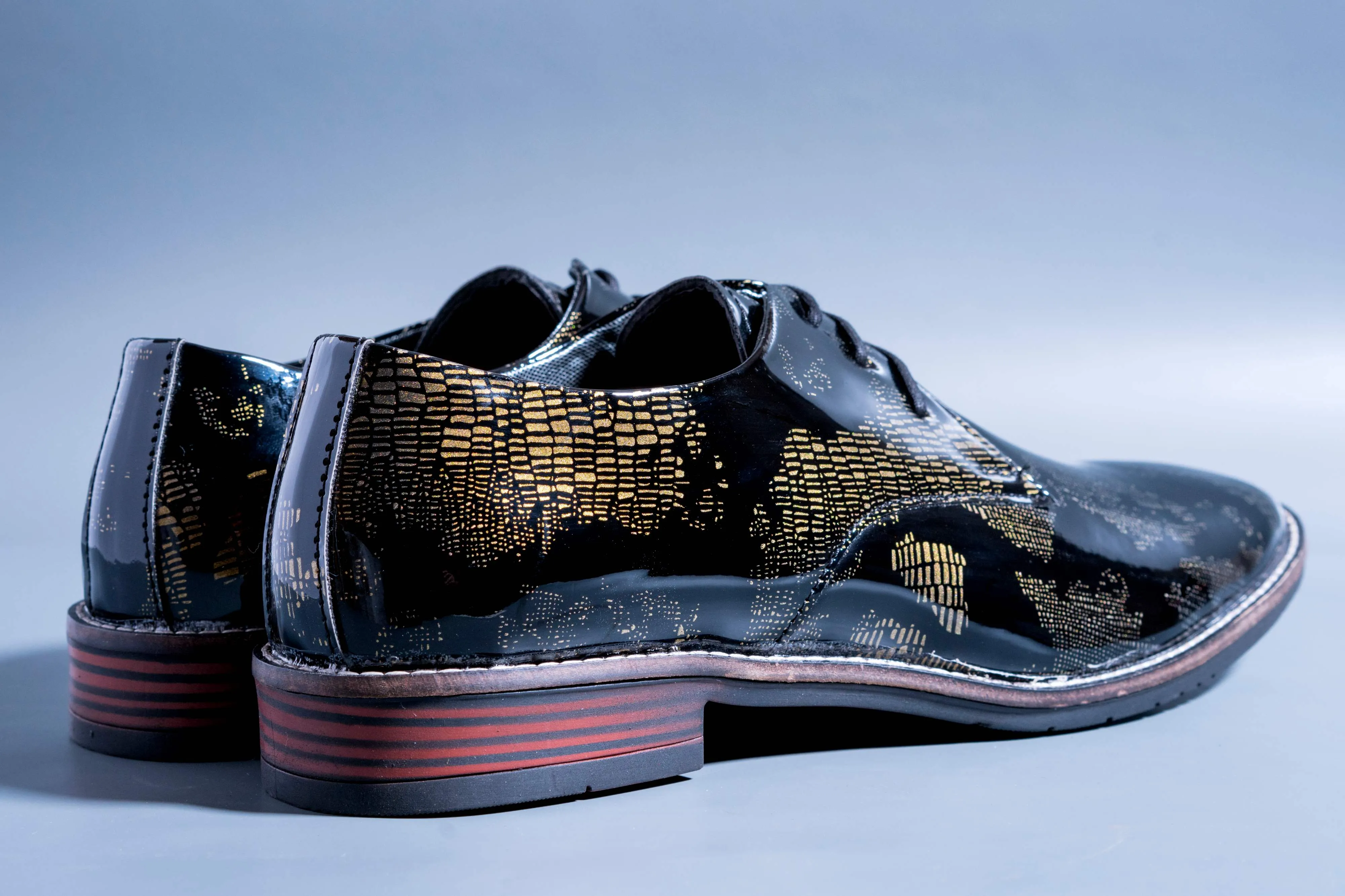 New Men's Wear Shiny Golden World Map Pattern Premium Design Quality Casual And Party Shoes -JonasParamount