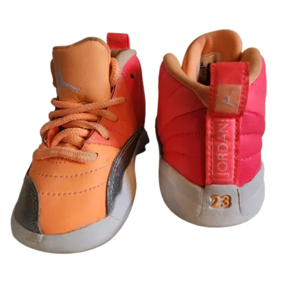 NIKE AIR JORDAN 12 RETRO SUNRISE RACER PINK MANGO 819666-602 SIZE 5C