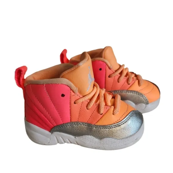 NIKE AIR JORDAN 12 RETRO SUNRISE RACER PINK MANGO 819666-602 SIZE 5C