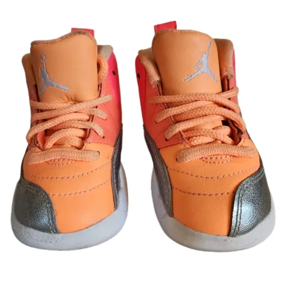 NIKE AIR JORDAN 12 RETRO SUNRISE RACER PINK MANGO 819666-602 SIZE 5C