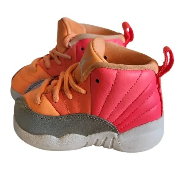 NIKE AIR JORDAN 12 RETRO SUNRISE RACER PINK MANGO 819666-602 SIZE 5C