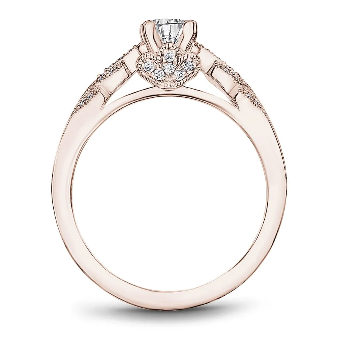 Noam Carver 14kt Rose Gold 0.50ct Round Solitaire with Floral Shoulders