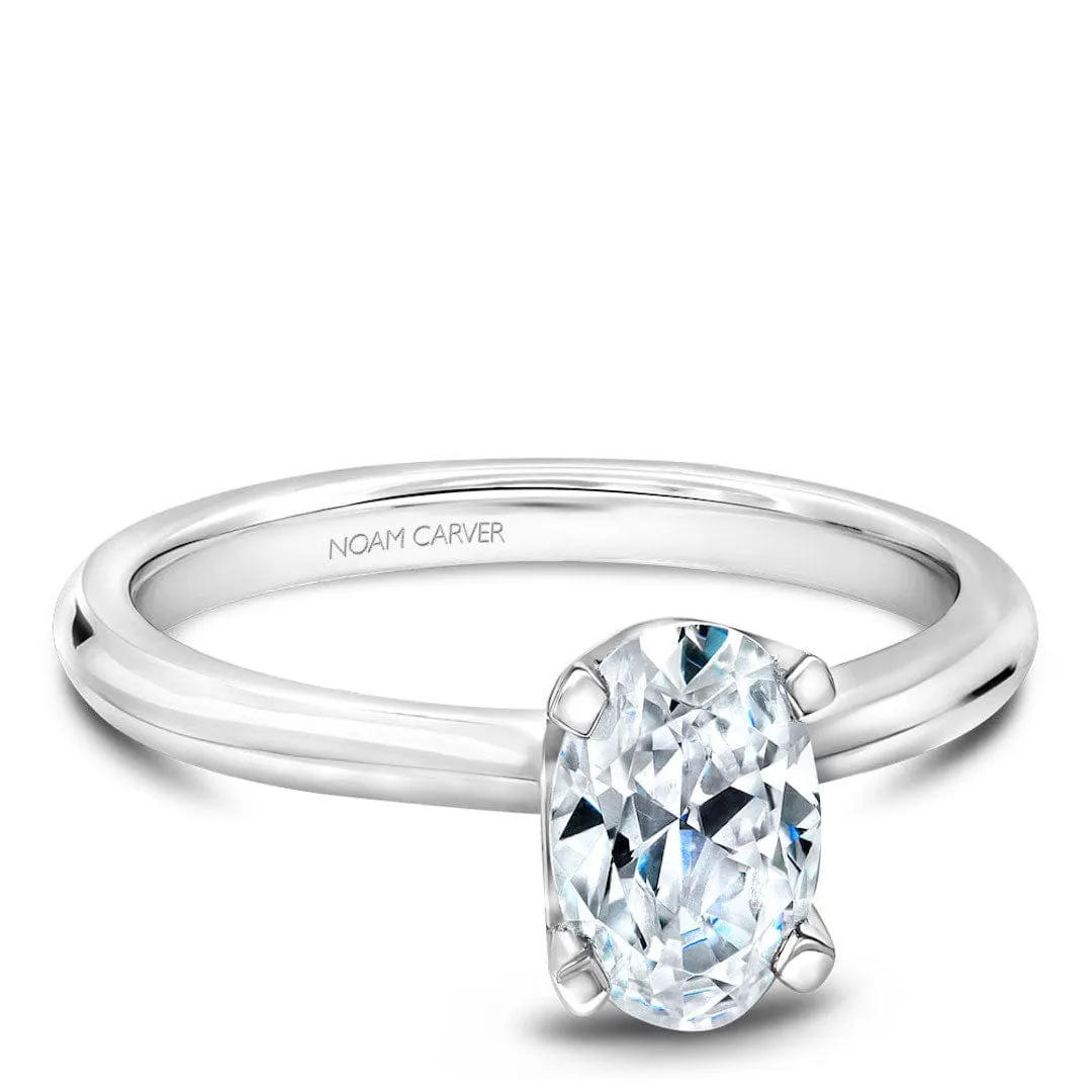 Noam Carver 14kt White Gold 1.01ct Oval Solitaire with Pave Diamond Accents