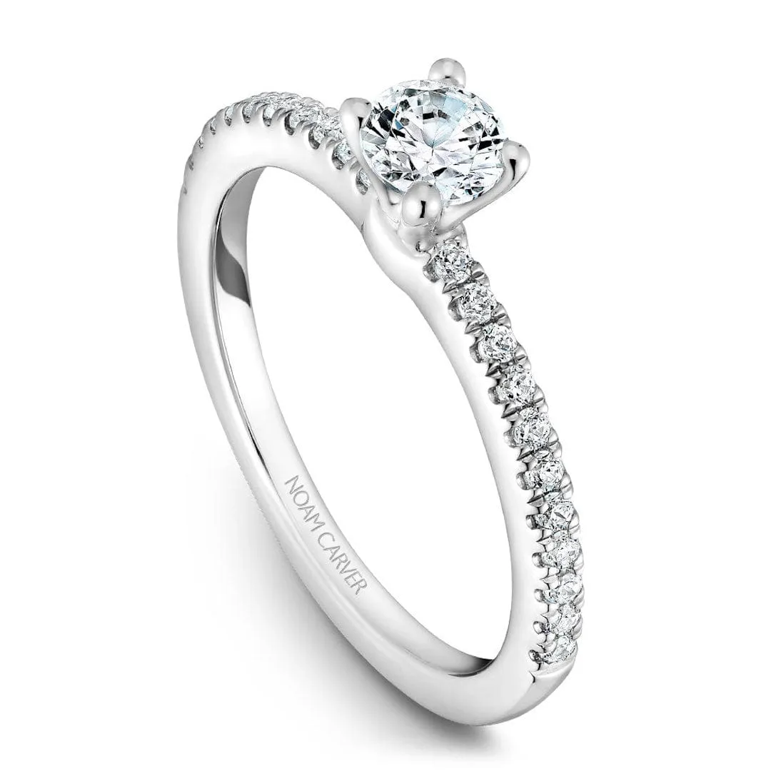 Noam Carver 14kt White Gold Round Solitaire with Diamond Shoulders