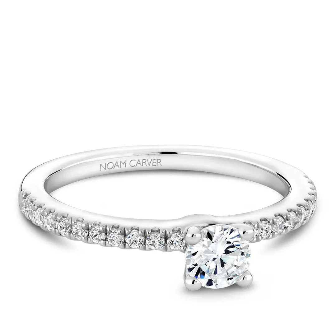 Noam Carver 14kt White Gold Round Solitaire with Diamond Shoulders