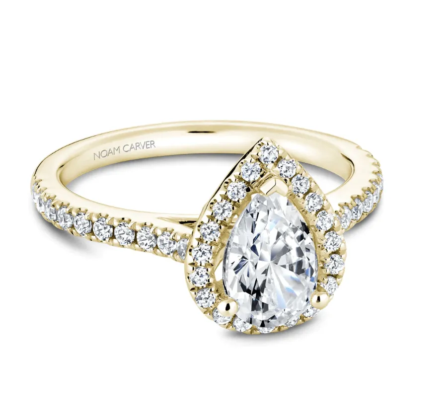 Noam Carver 14kt Yellow Gold 0.50ct Pear Halo with Diamond Shoulders