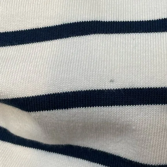 NWT J. CREW Factory Striped Button Shoulder Mini Dress Navy Blue Cream Medium