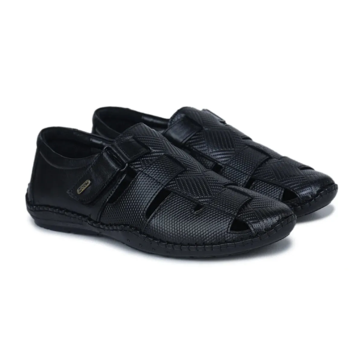 Original Leather Sandals for Men – 1901 with Mat Weave Design & Cushioned Insole