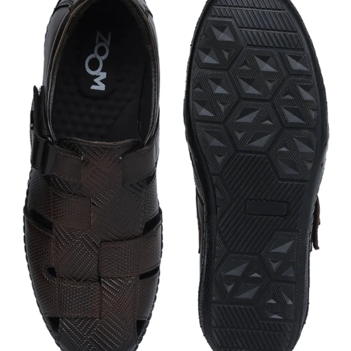 Original Leather Sandals for Men – 1901 with Mat Weave Design & Cushioned Insole