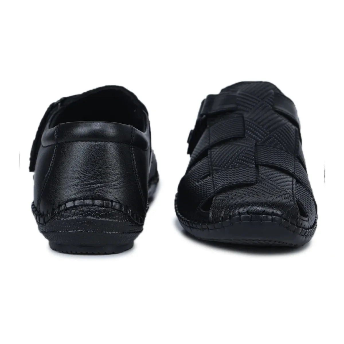 Original Leather Sandals for Men – 1901 with Mat Weave Design & Cushioned Insole