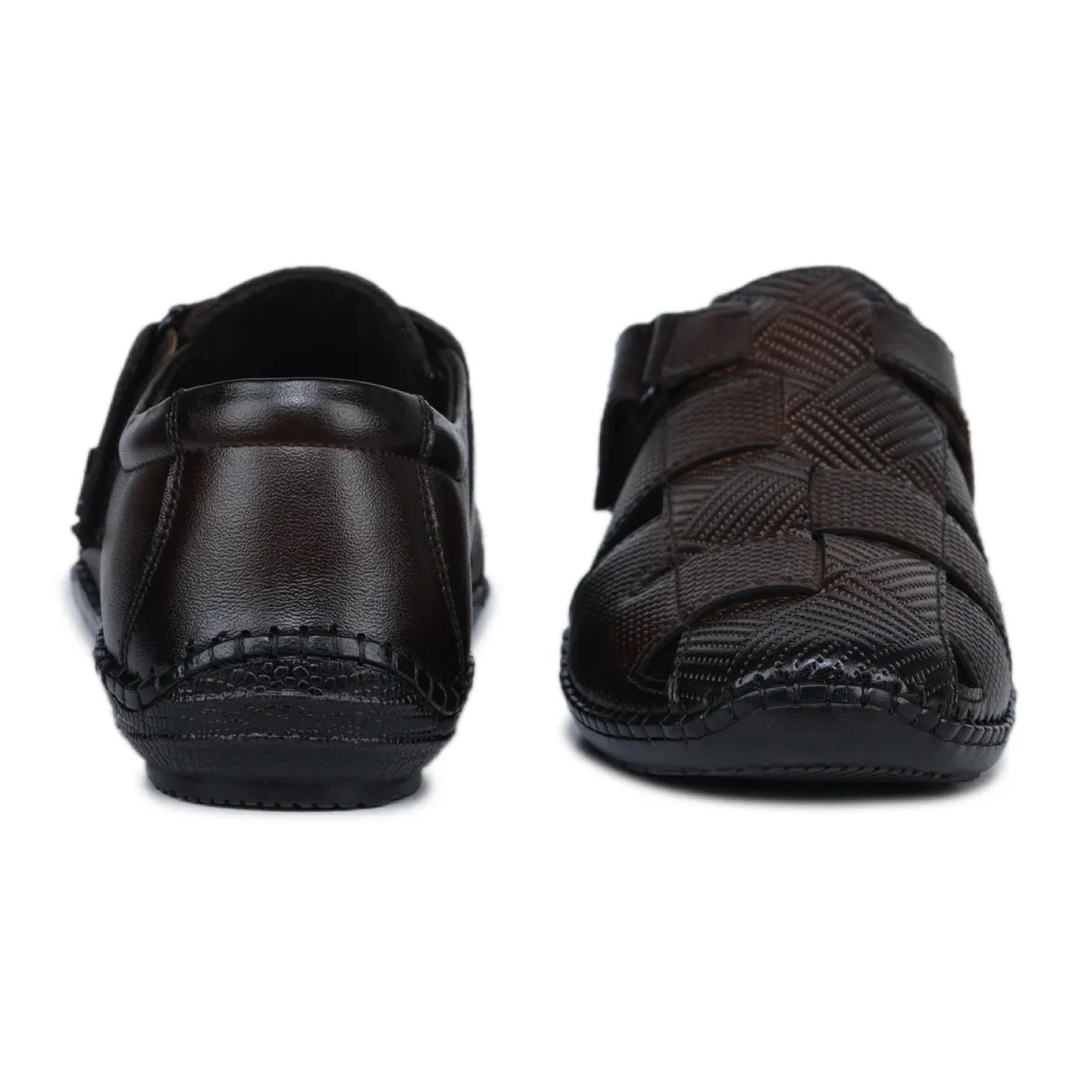 Original Leather Sandals for Men – 1901 with Mat Weave Design & Cushioned Insole