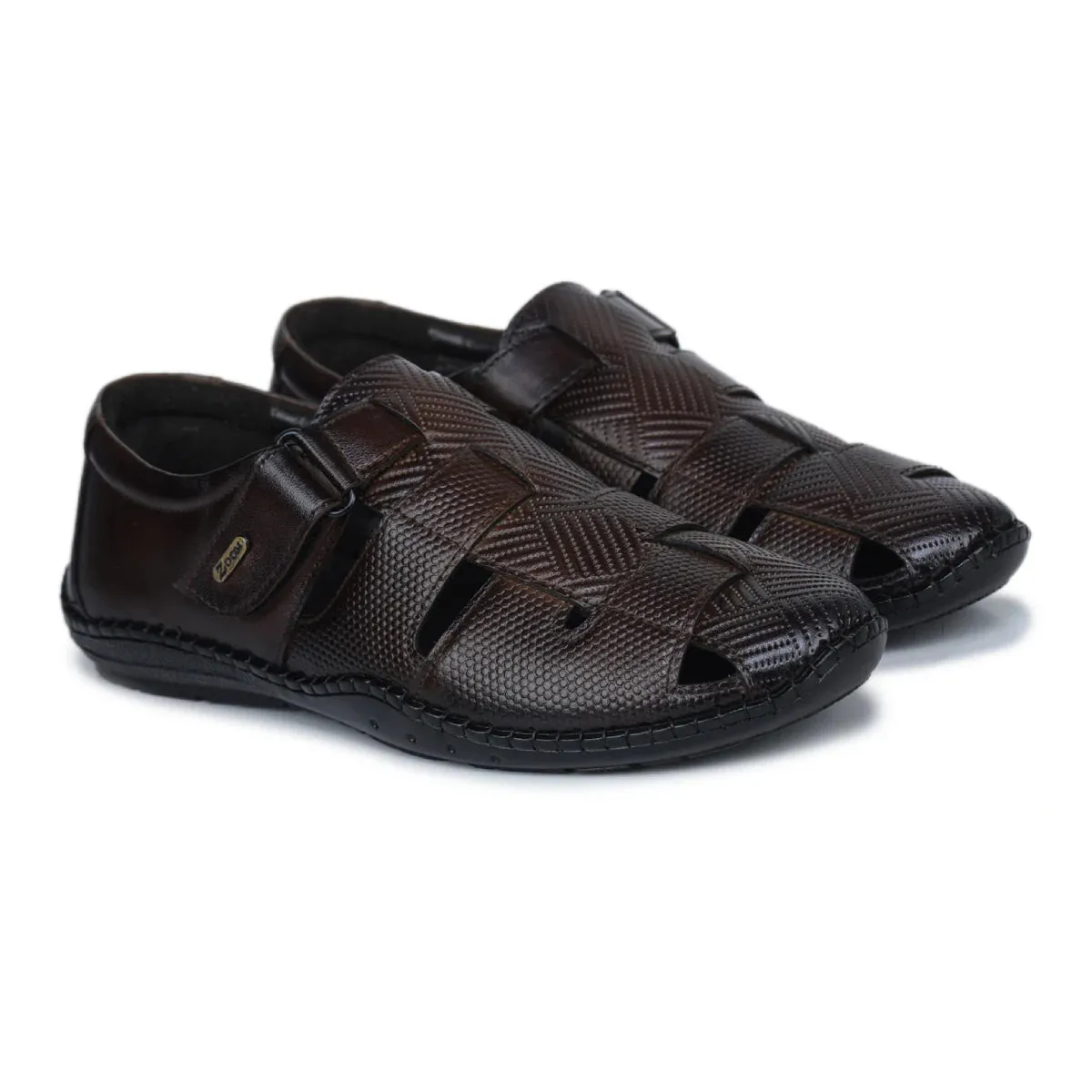 Original Leather Sandals for Men – 1901 with Mat Weave Design & Cushioned Insole