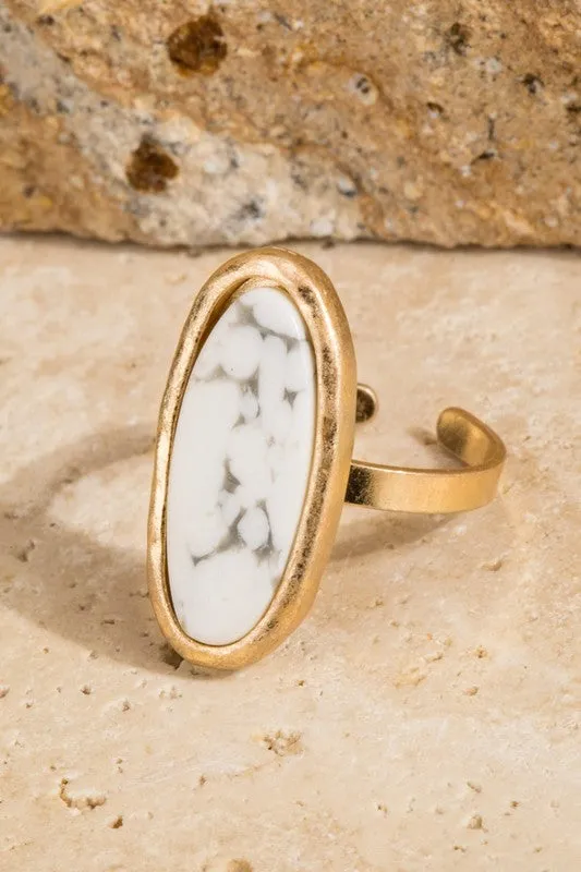 Oval Stone Ring // 3 COLORS