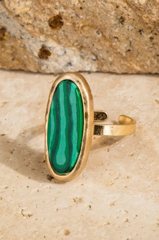 Oval Stone Ring // 3 COLORS