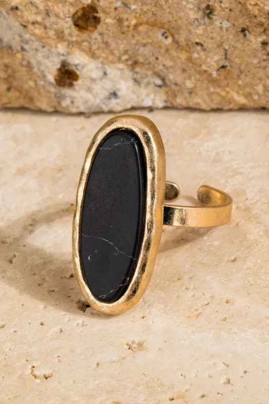 Oval Stone Ring // 3 COLORS