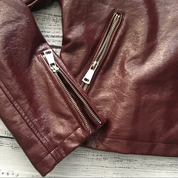 Patent Faux Leather Moto Jacket