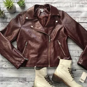 Patent Faux Leather Moto Jacket