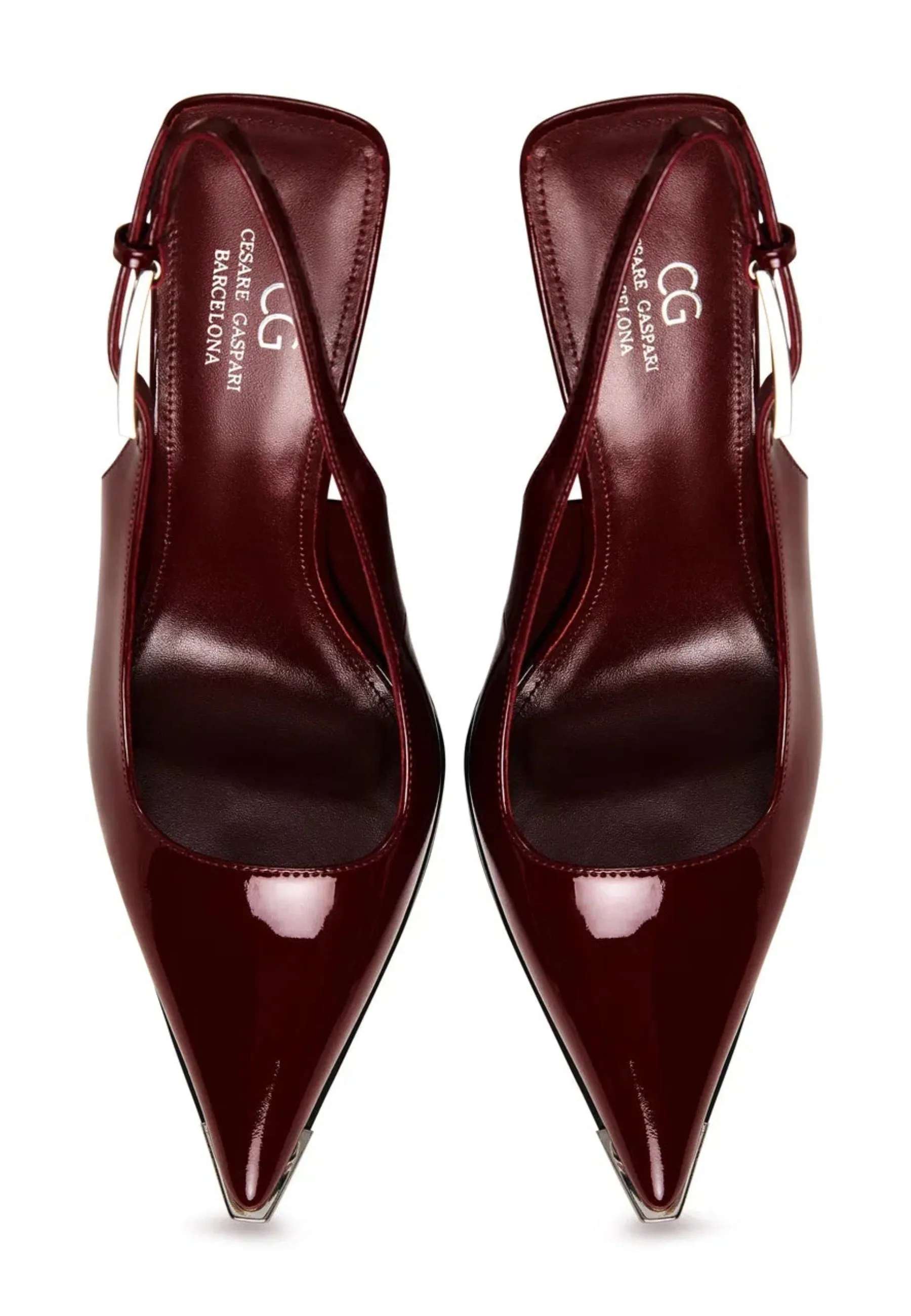 Patent Leather Slingback Pumps - Red