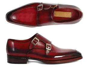 Paul Parkman Men's Leather Double Monkstraps in Black & Bordeaux