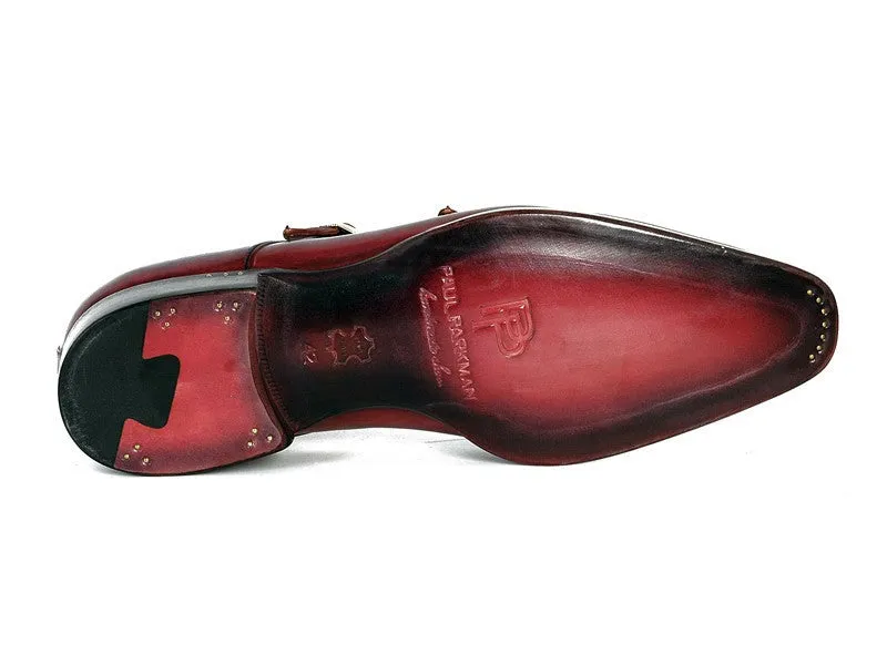 Paul Parkman Men's Leather Double Monkstraps in Black & Bordeaux